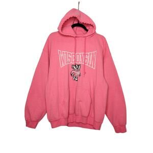 Vintage Wisconsin Bucky Badger UW Madison y2k Gildan Large Pink
